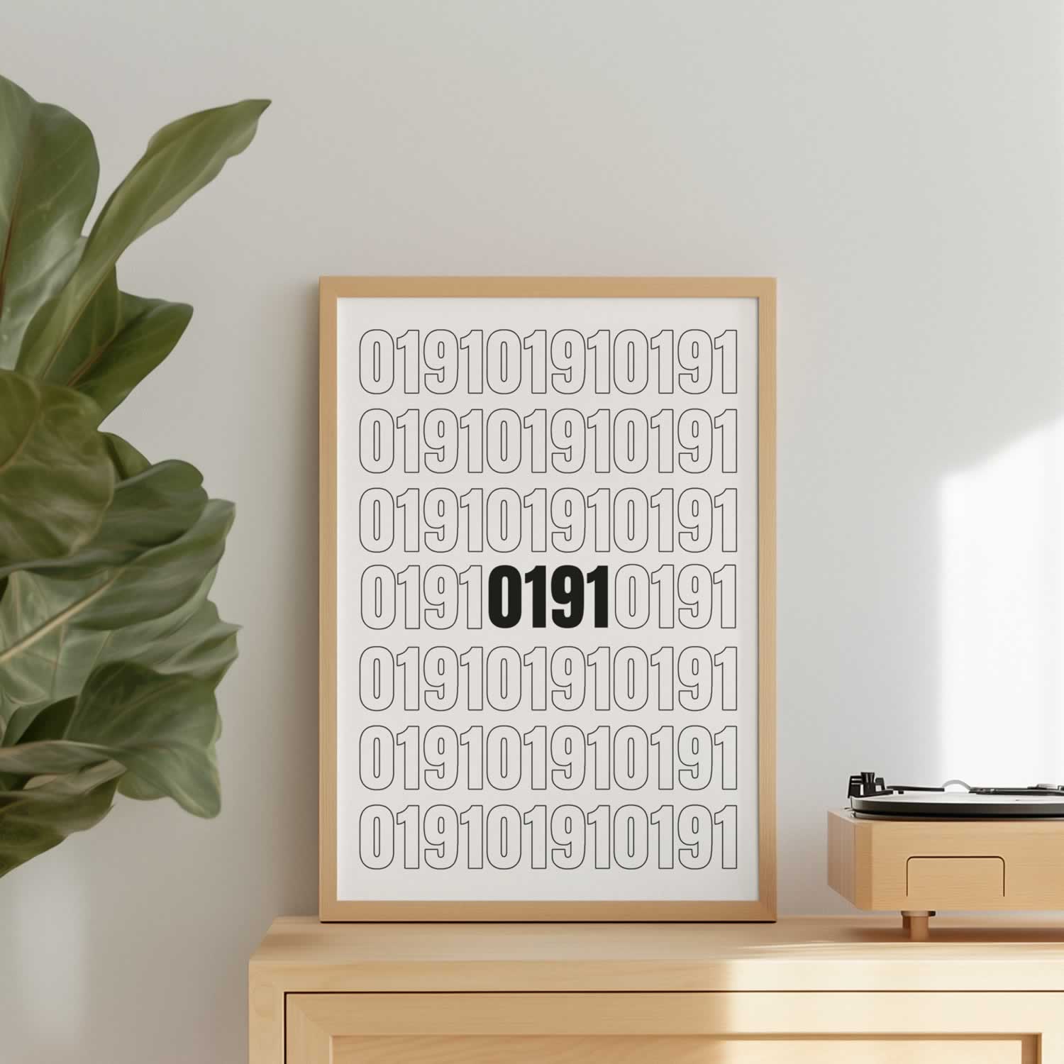 0191 Newcastle Phone Code Poster
