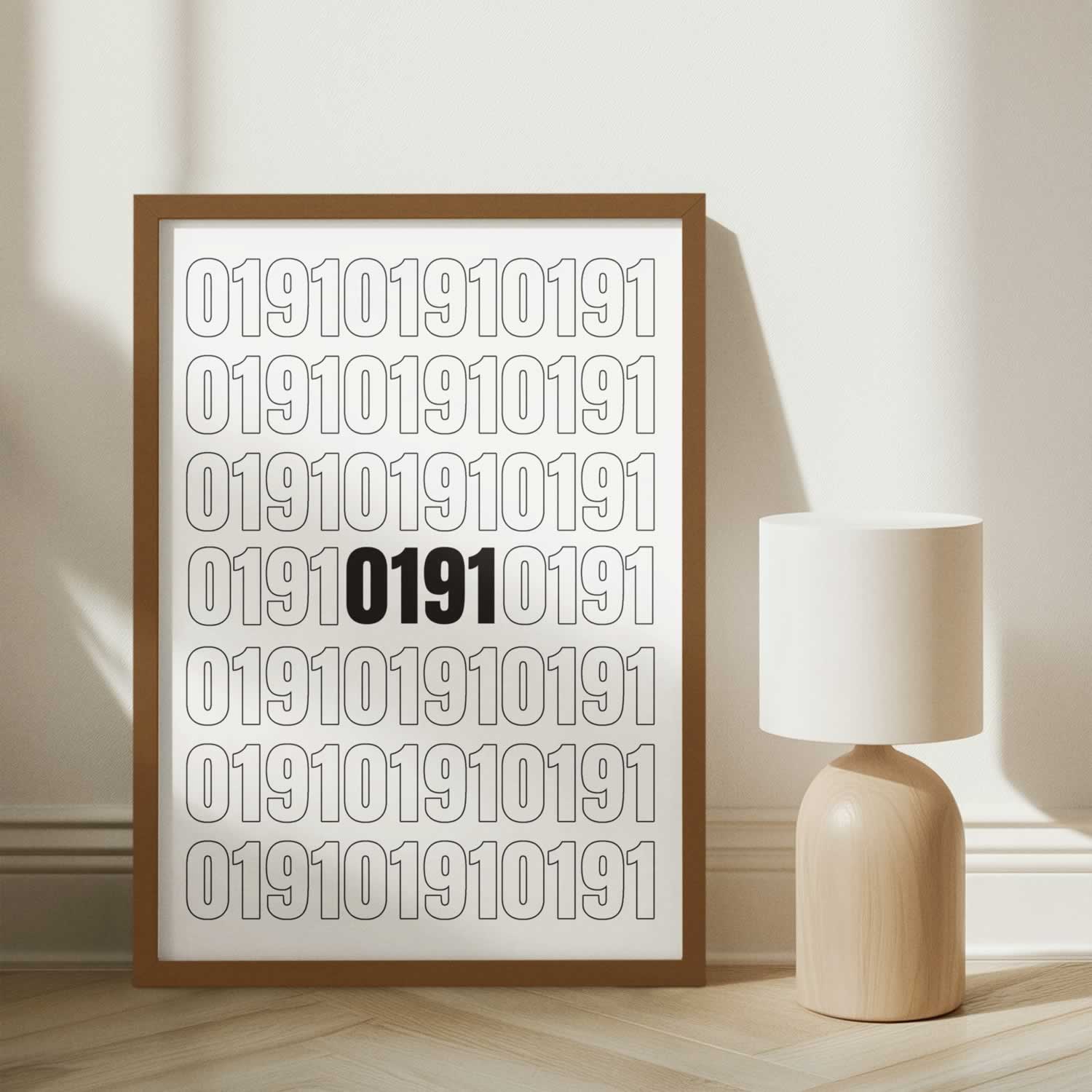 0191 Newcastle Phone Code Wall Art