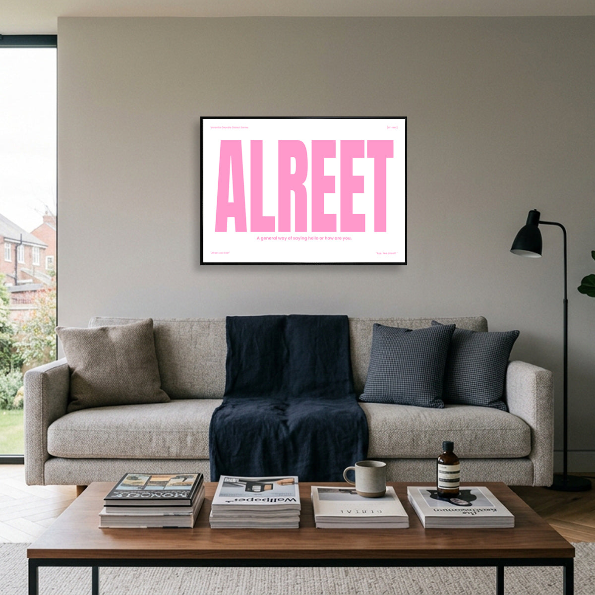 Alreet Geordie Dialect Print Pink Edition In The Living Room