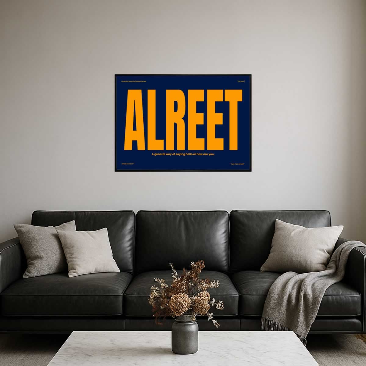 Alreet Newcastle Slang Print Blue Orange Edition For The Living Room