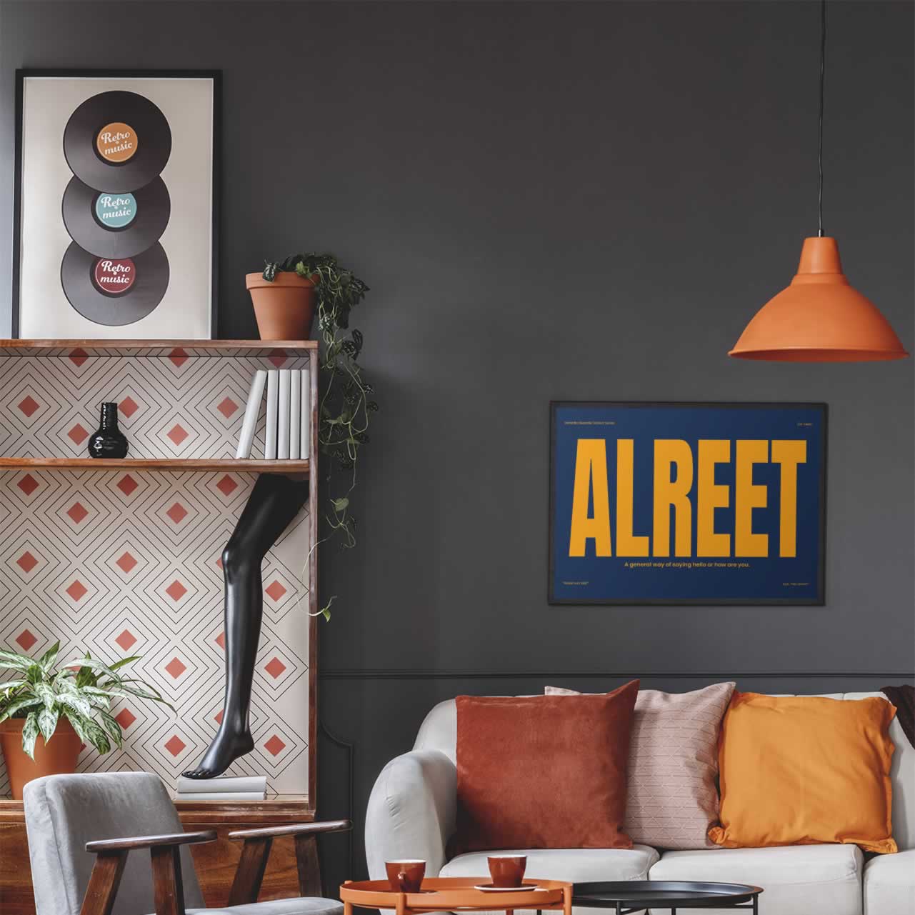 Alreet Newcastle Slang Print Blue Orange Hung In The House