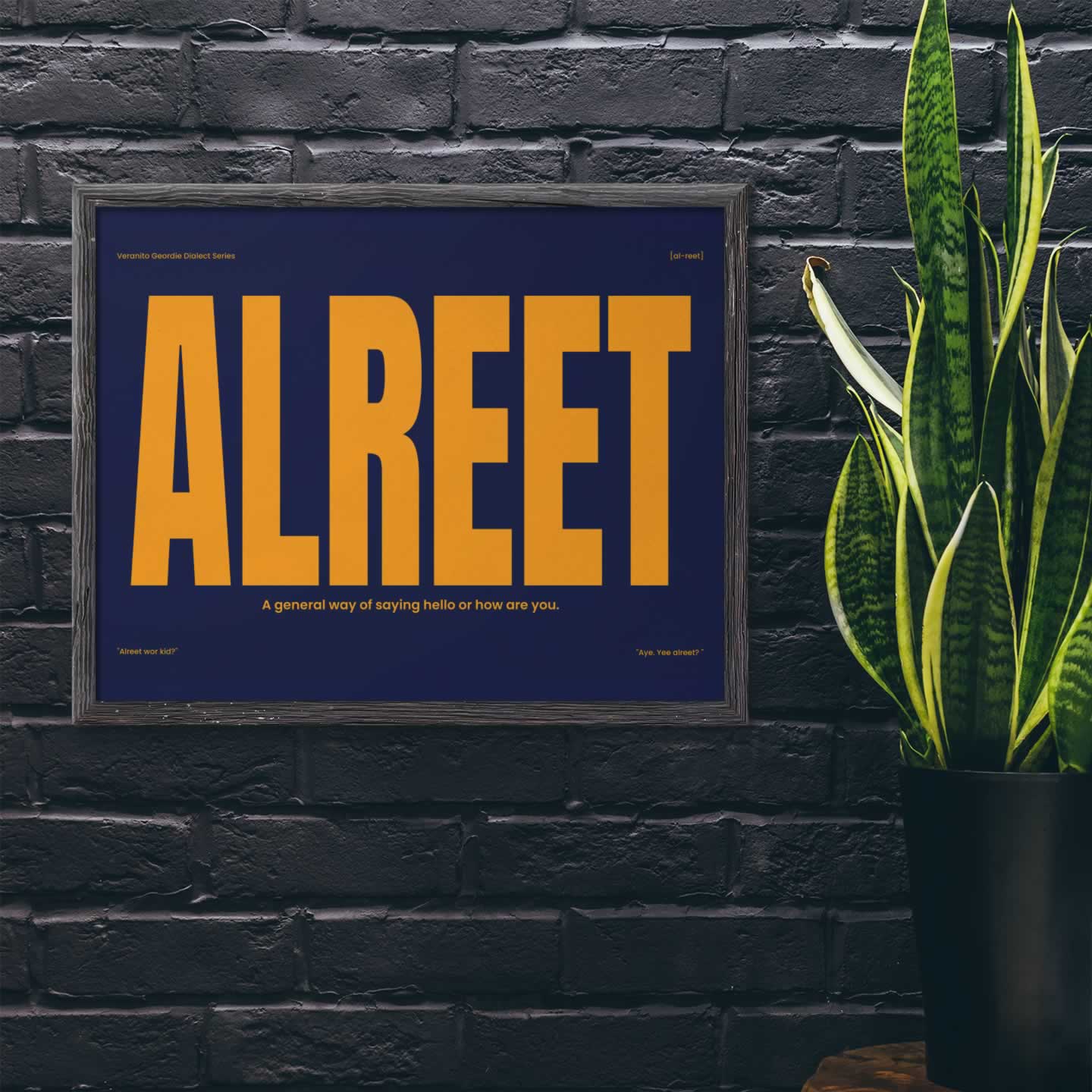 Alreet Newcastle Slang Wall Art Blue Orange Edition
