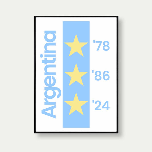 Argentina 3 Stars Football Print