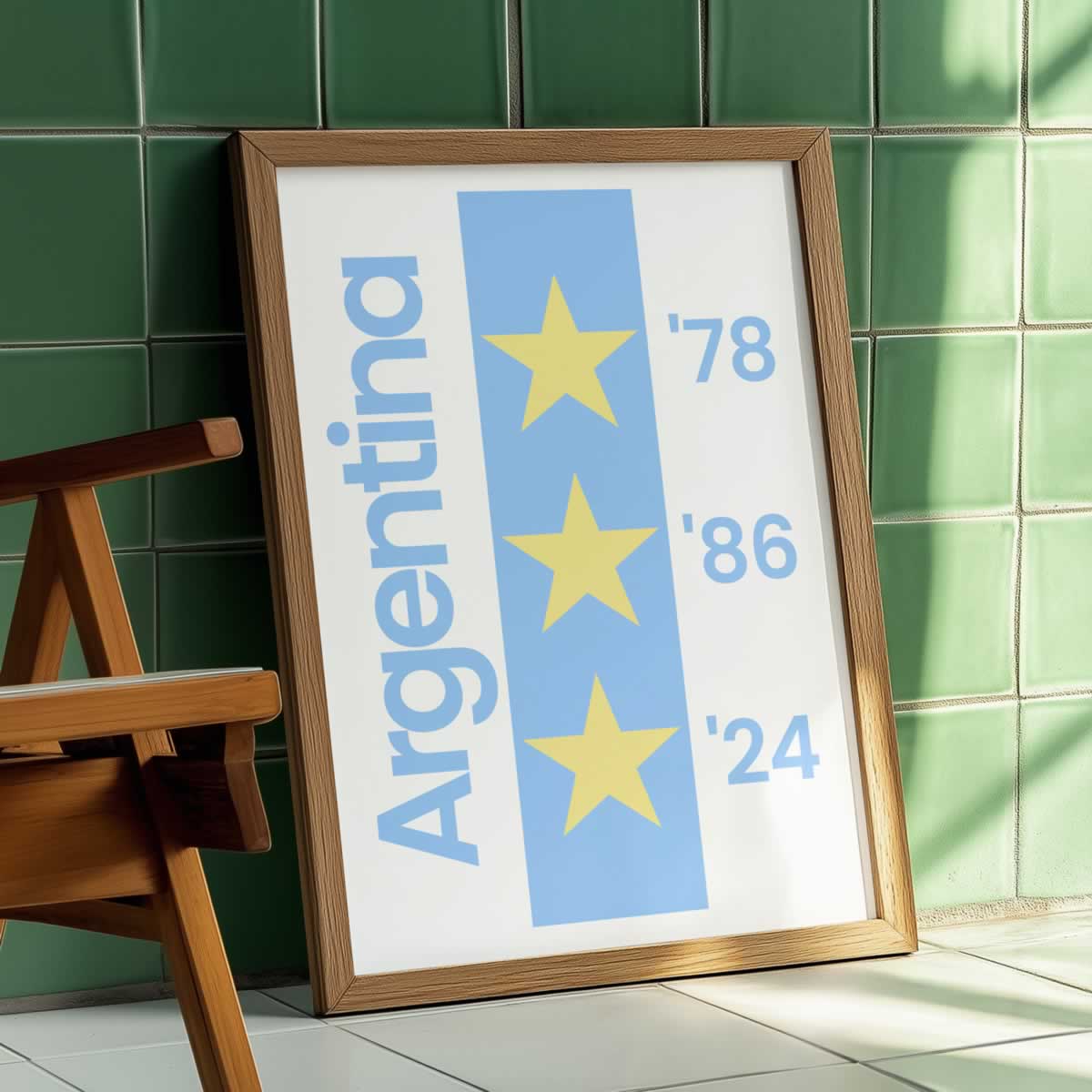 Argentina 3 Stars Football Print For Man Cave
