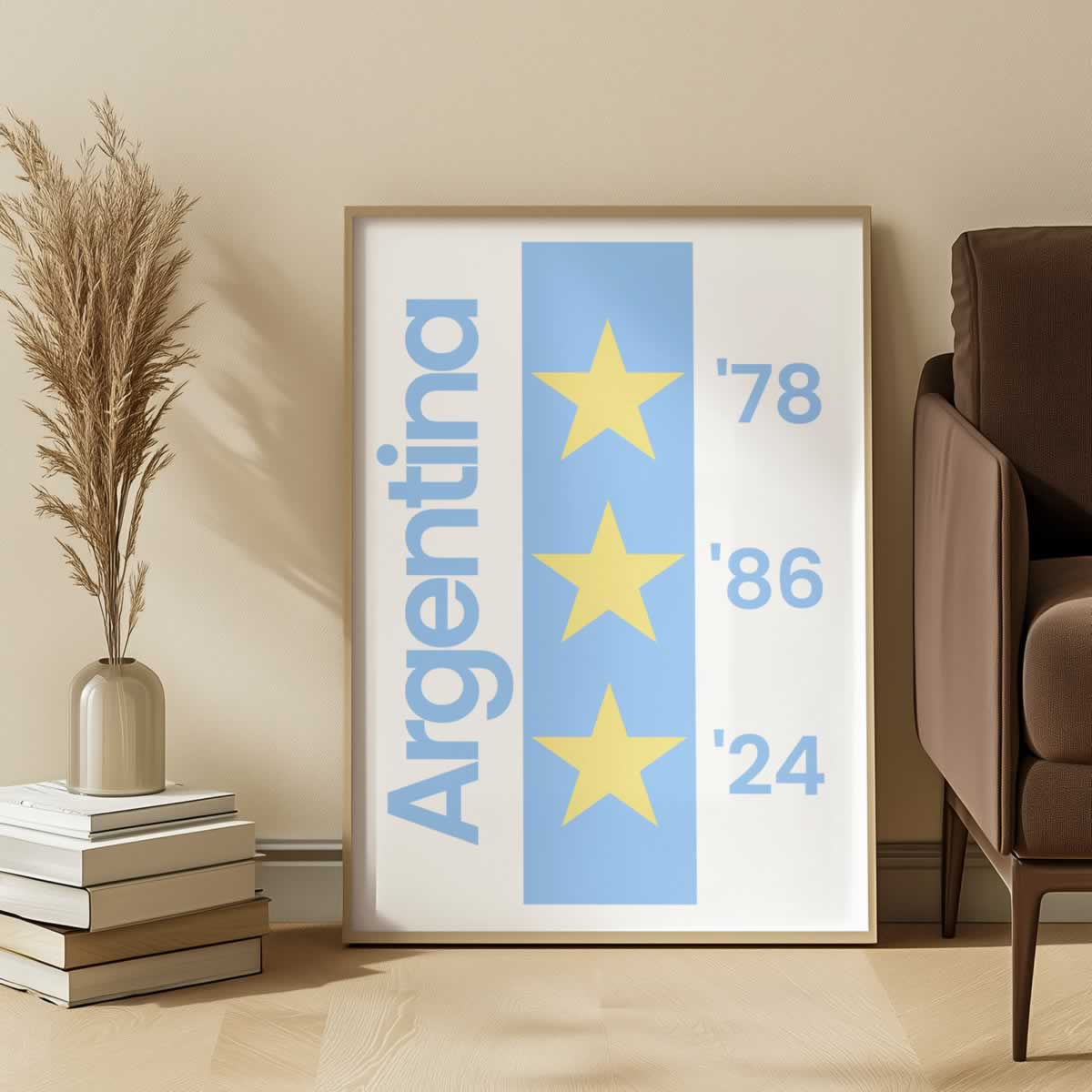 Argentina 3 Stars Football Poster In Bedroom