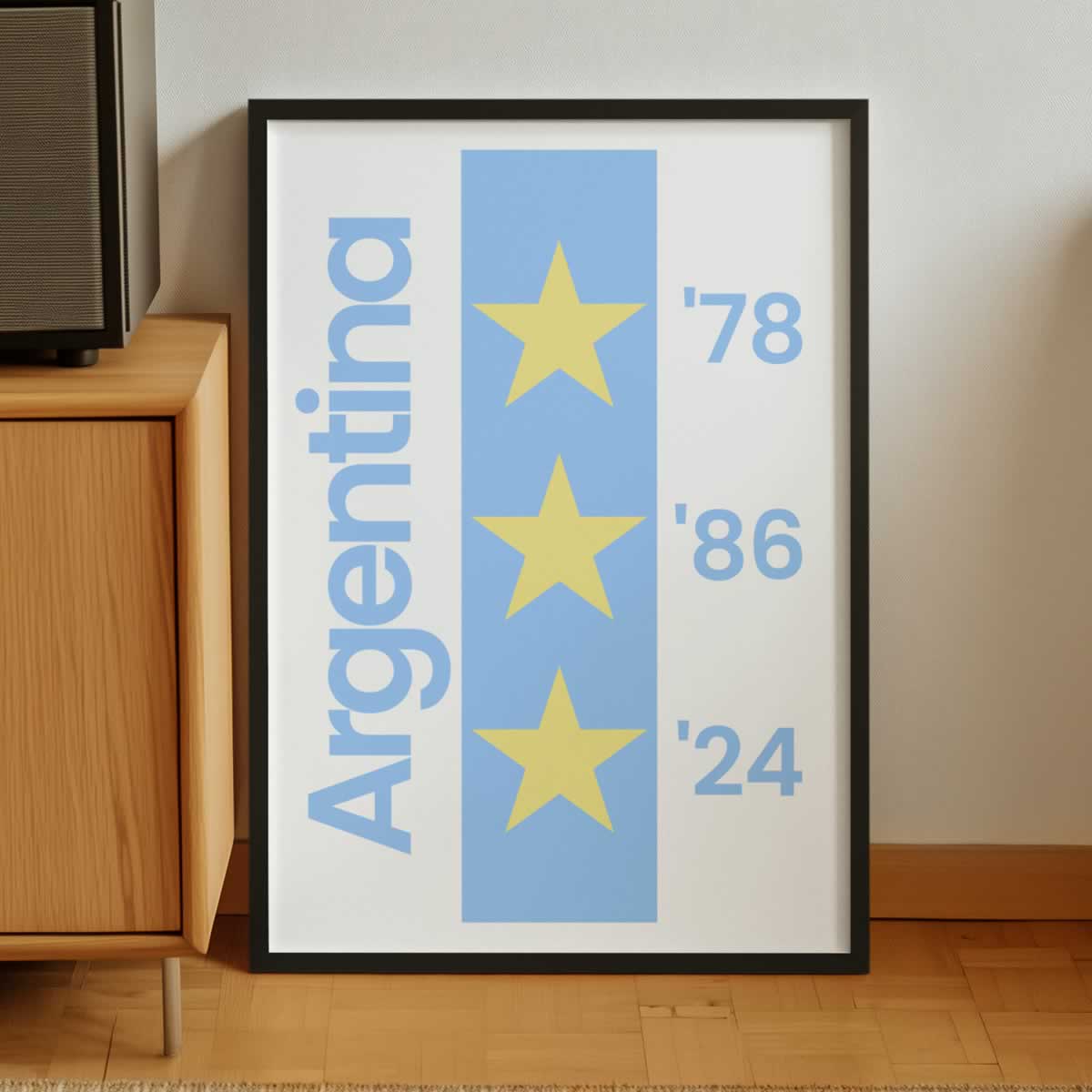 Argentina 3 Stars Football Framed Print