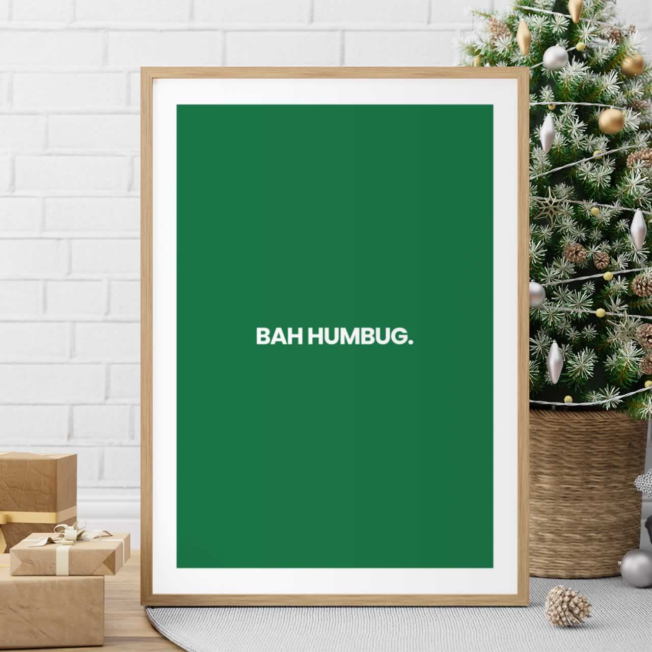 Bah Humbug Funny Christmas Print