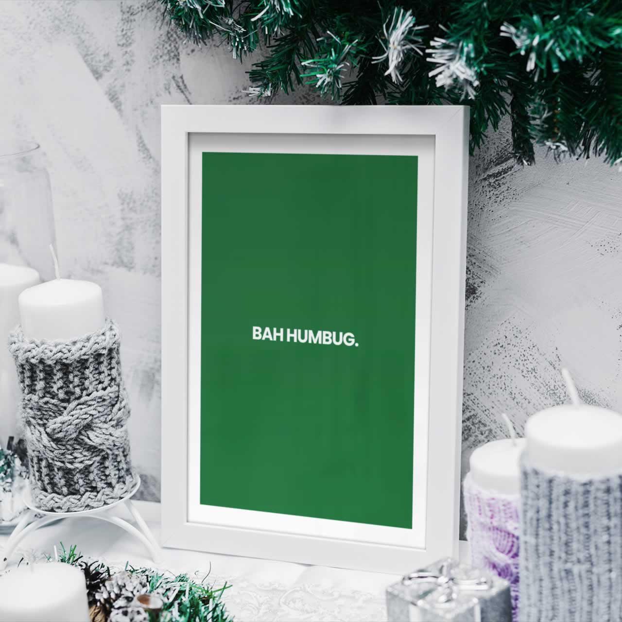Bah Humbug Funny Christmas Print