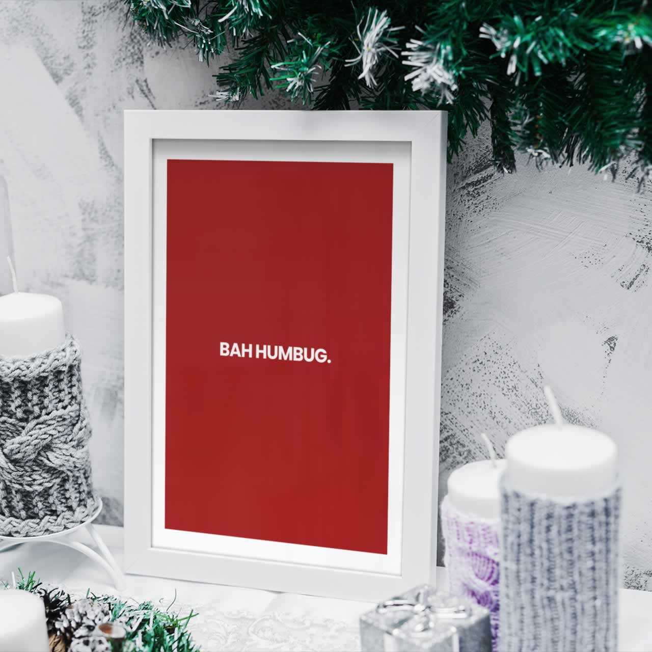 Bah Humbug Funny Christmas Print
