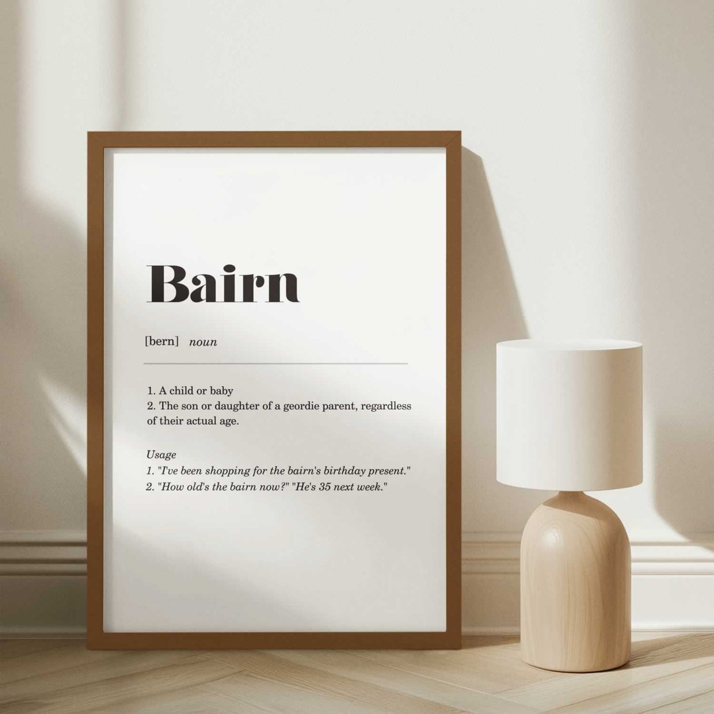 Bairn Geordie Definition Poster Print