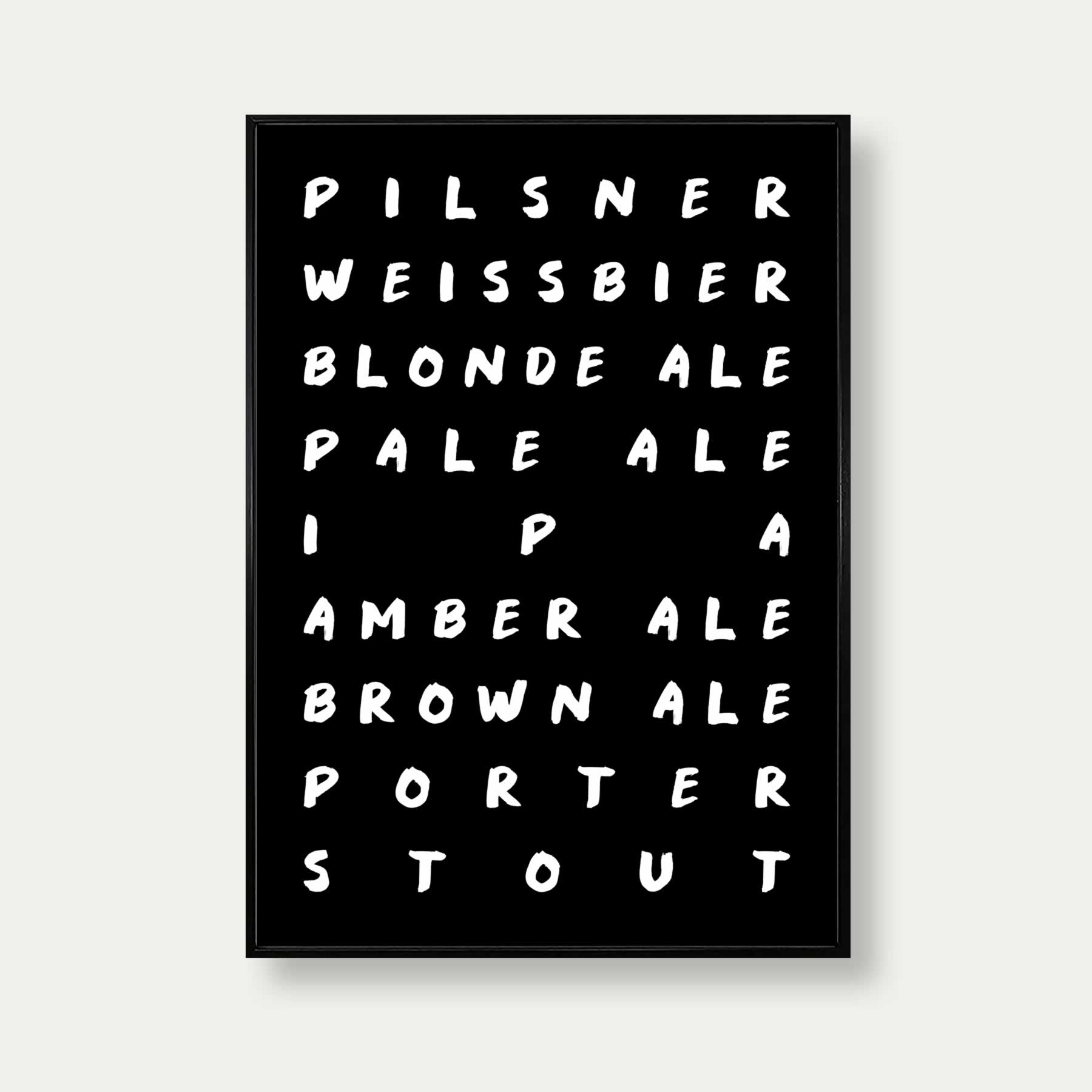 Beer And Ales Art Print In Black
