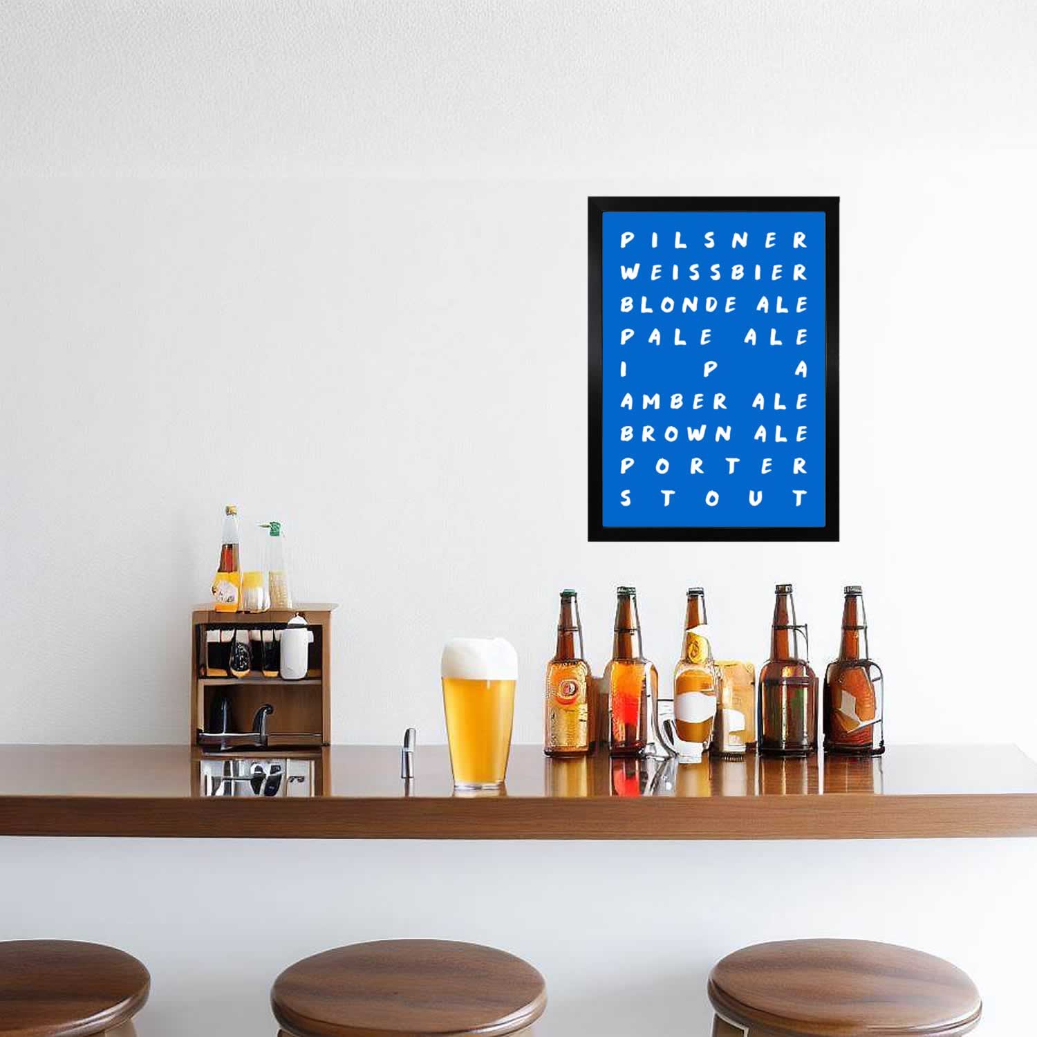 Ales And Beers Print For Bar Or Kitchen