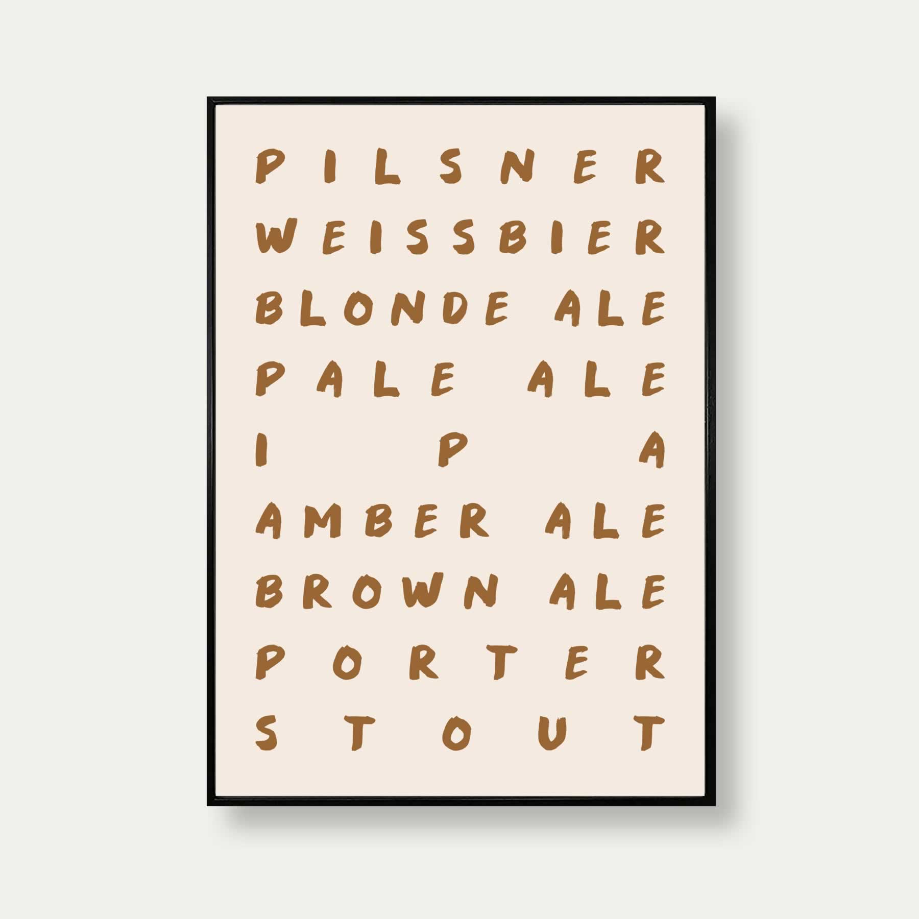 Beer And Ales Art Print In Beige