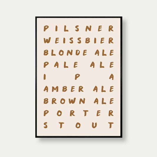 Beer And Ales Art Print In Beige