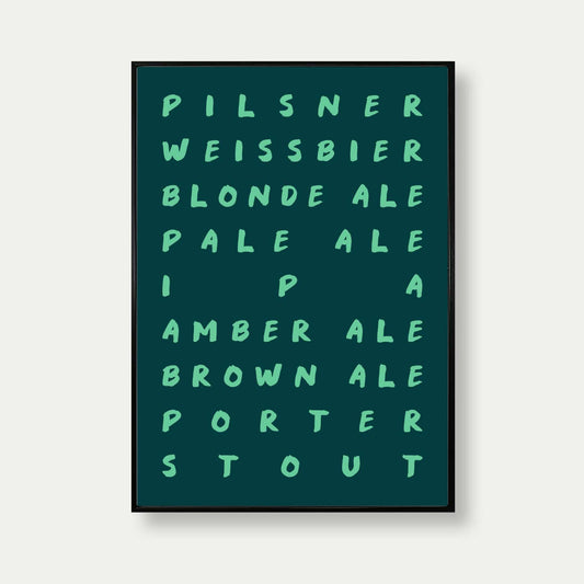 Beer And Ales Art Print In Green