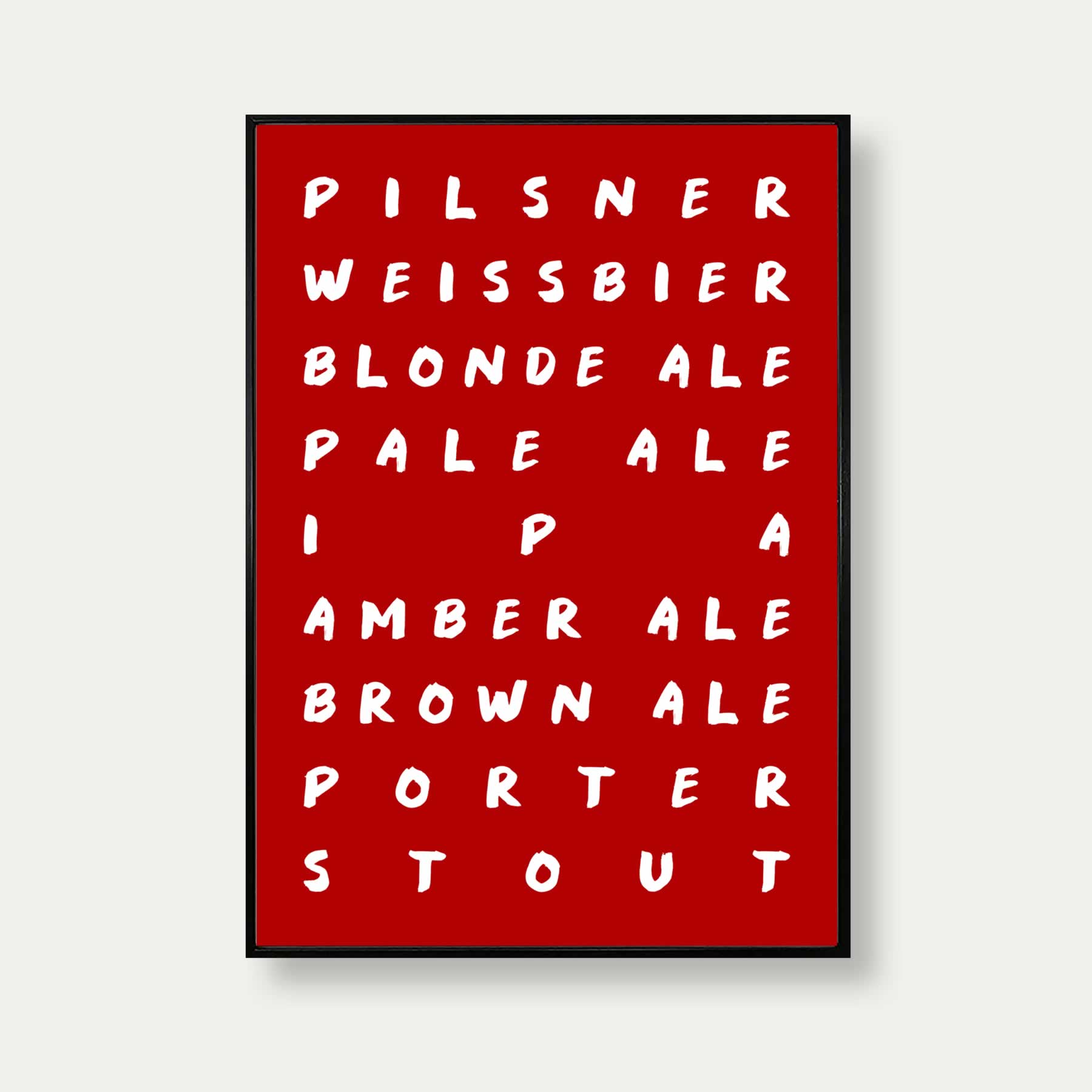 Beer And Ales Art Print In Red