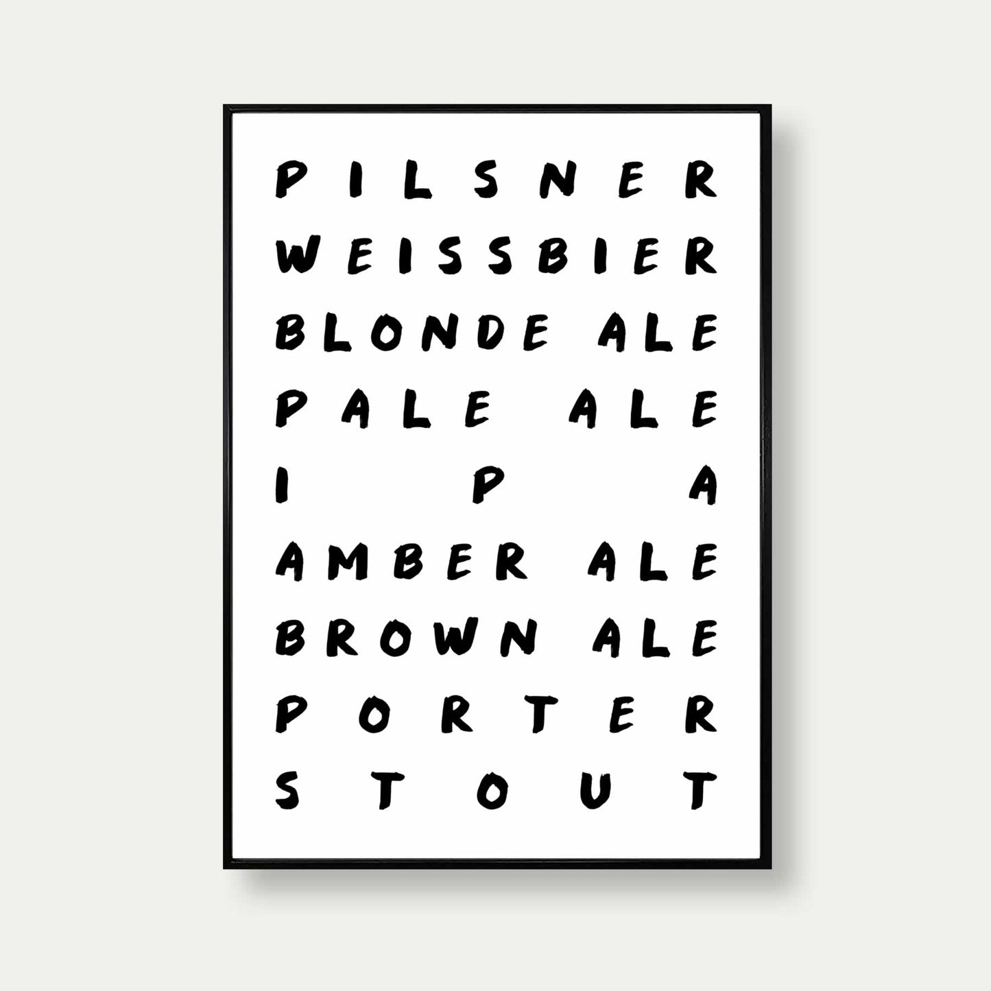 Beer And Ales Art Print In White