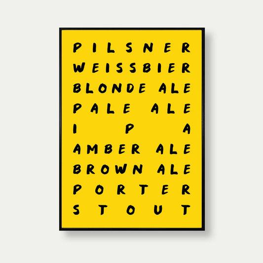 Beer And Ales Art Print In Yellow