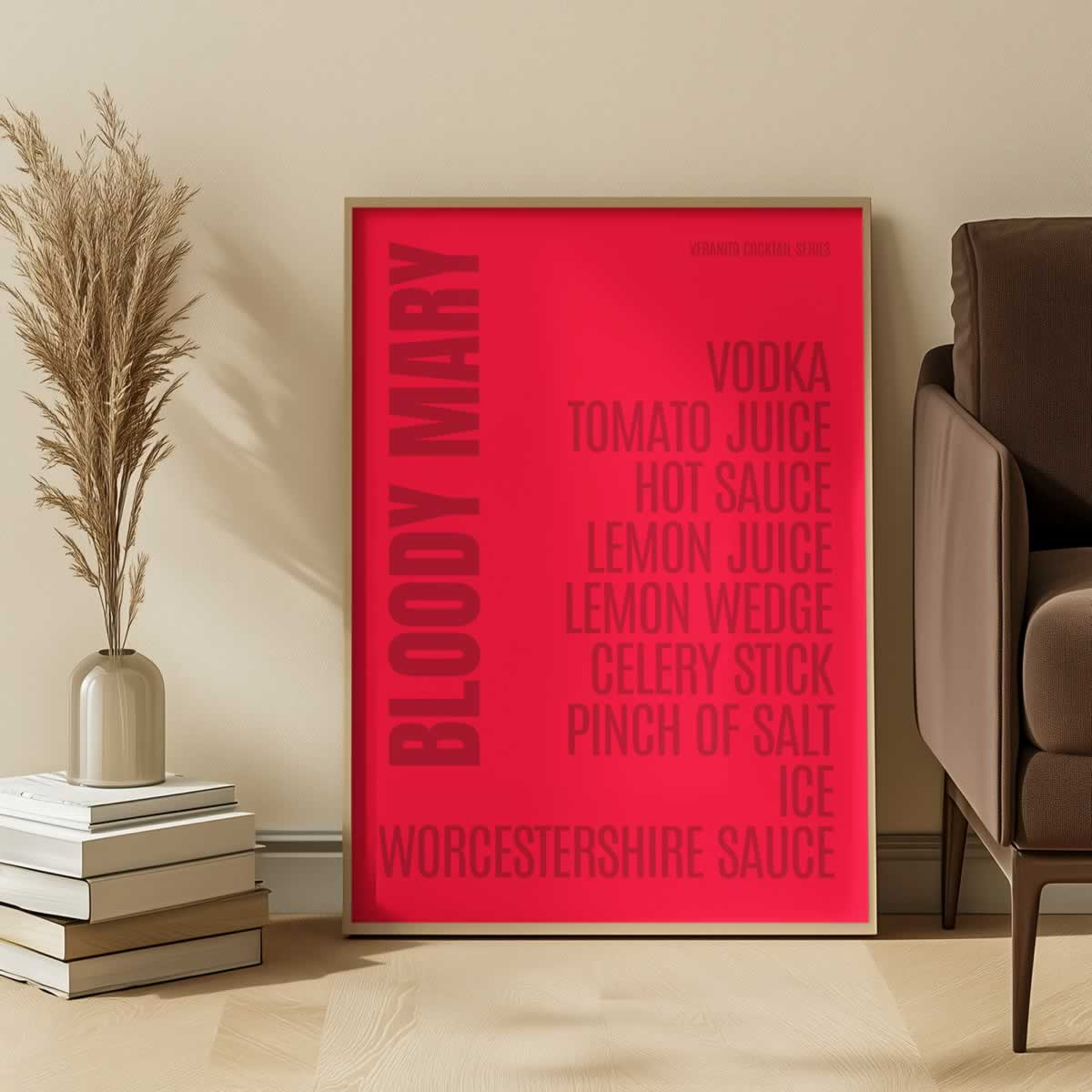 Bloody Mary Typography Cocktail Print For Kitchen