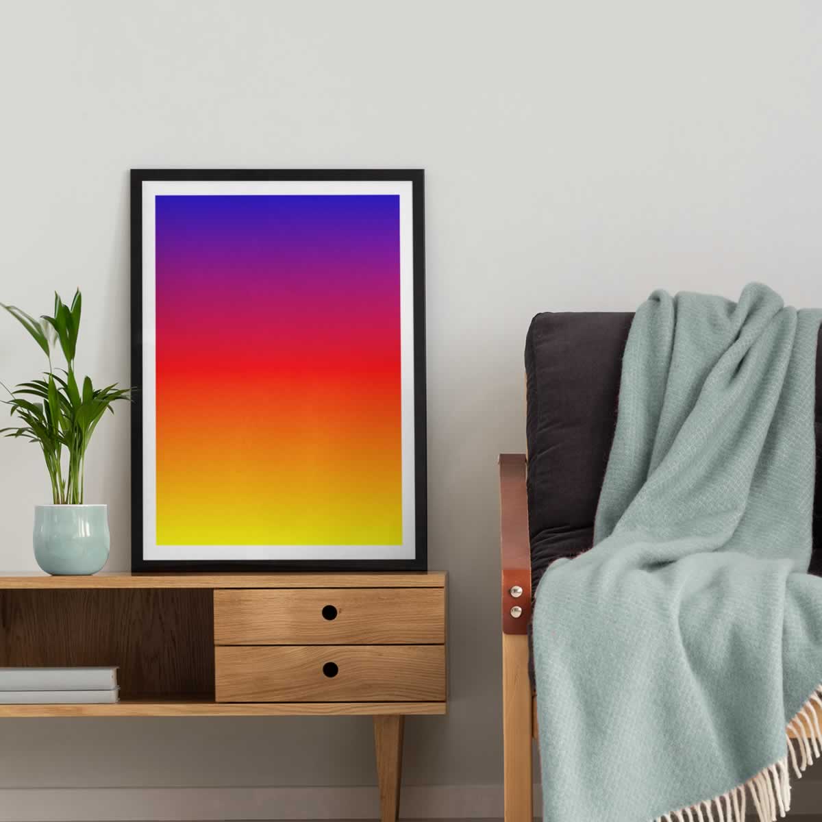 Blue Red Yellow Gradient Colours Poster Print