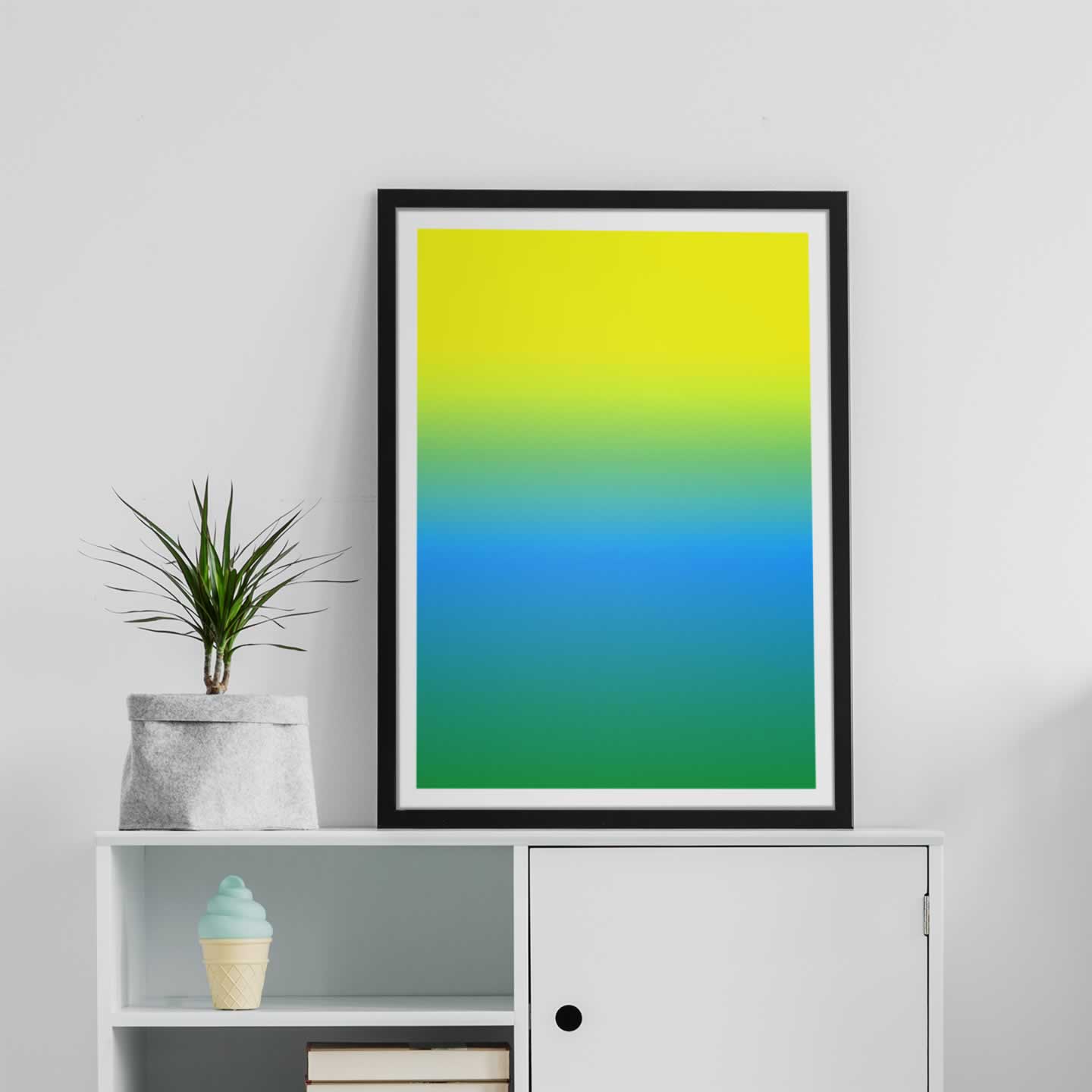 Yellow Blue Green Gradient Print