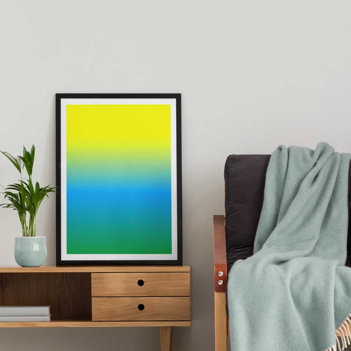 Yellow Blue Green Gradient Wall Art