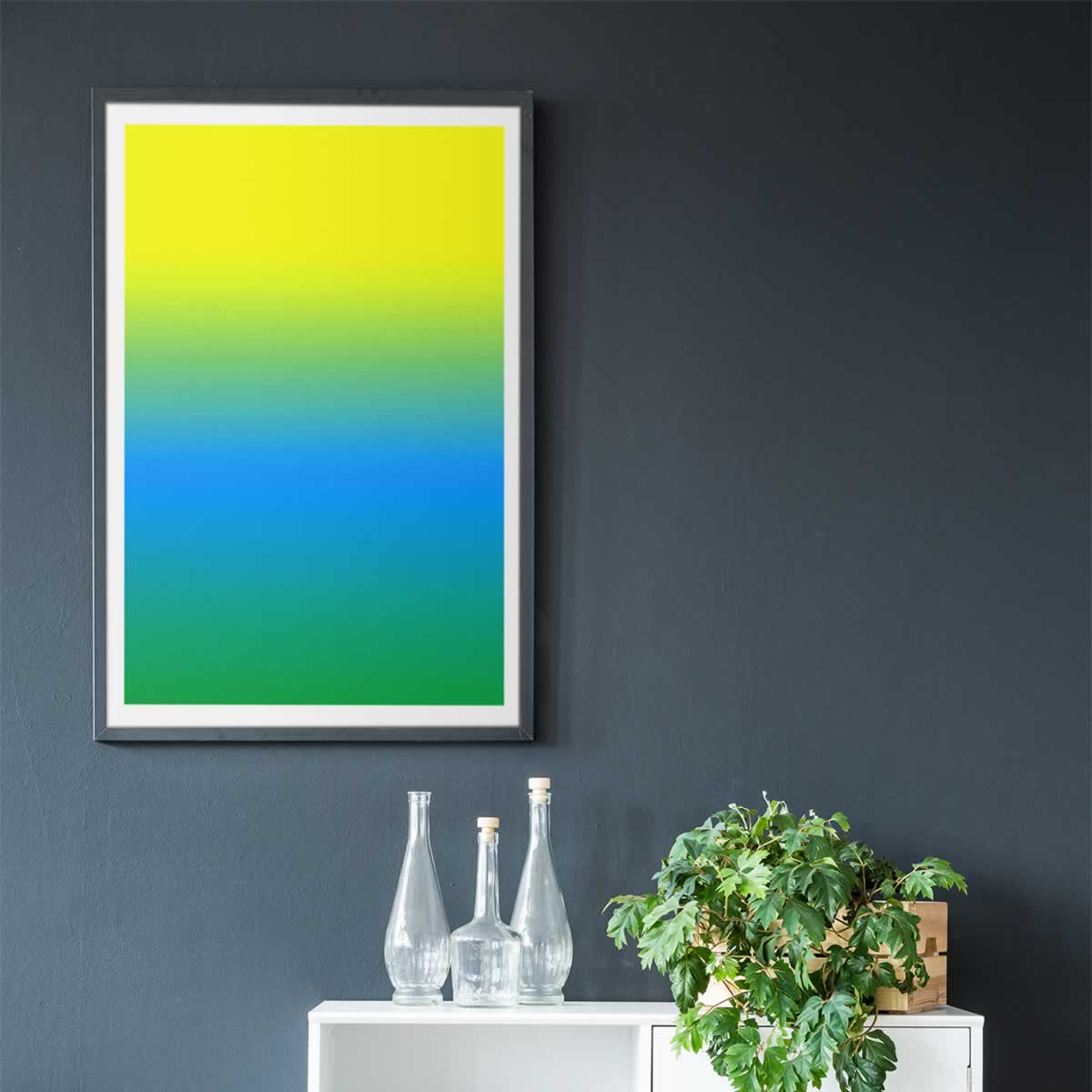 Yellow Blue Green Gradient Poster Print