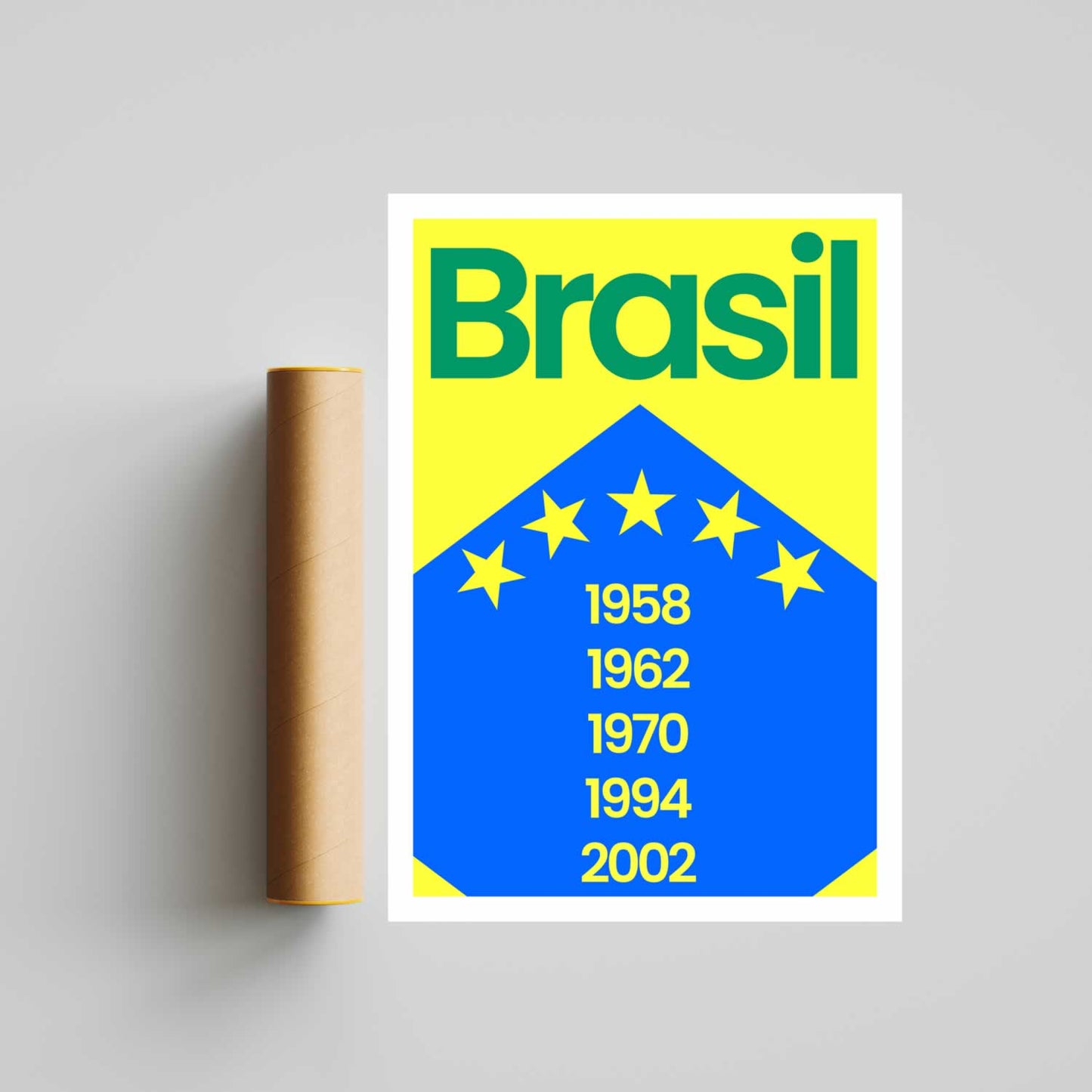 Brazil Football Poster In Yellow Blue Green Print