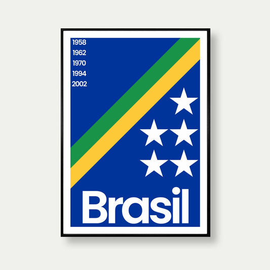 Brazil Football Poster Blue Away Print