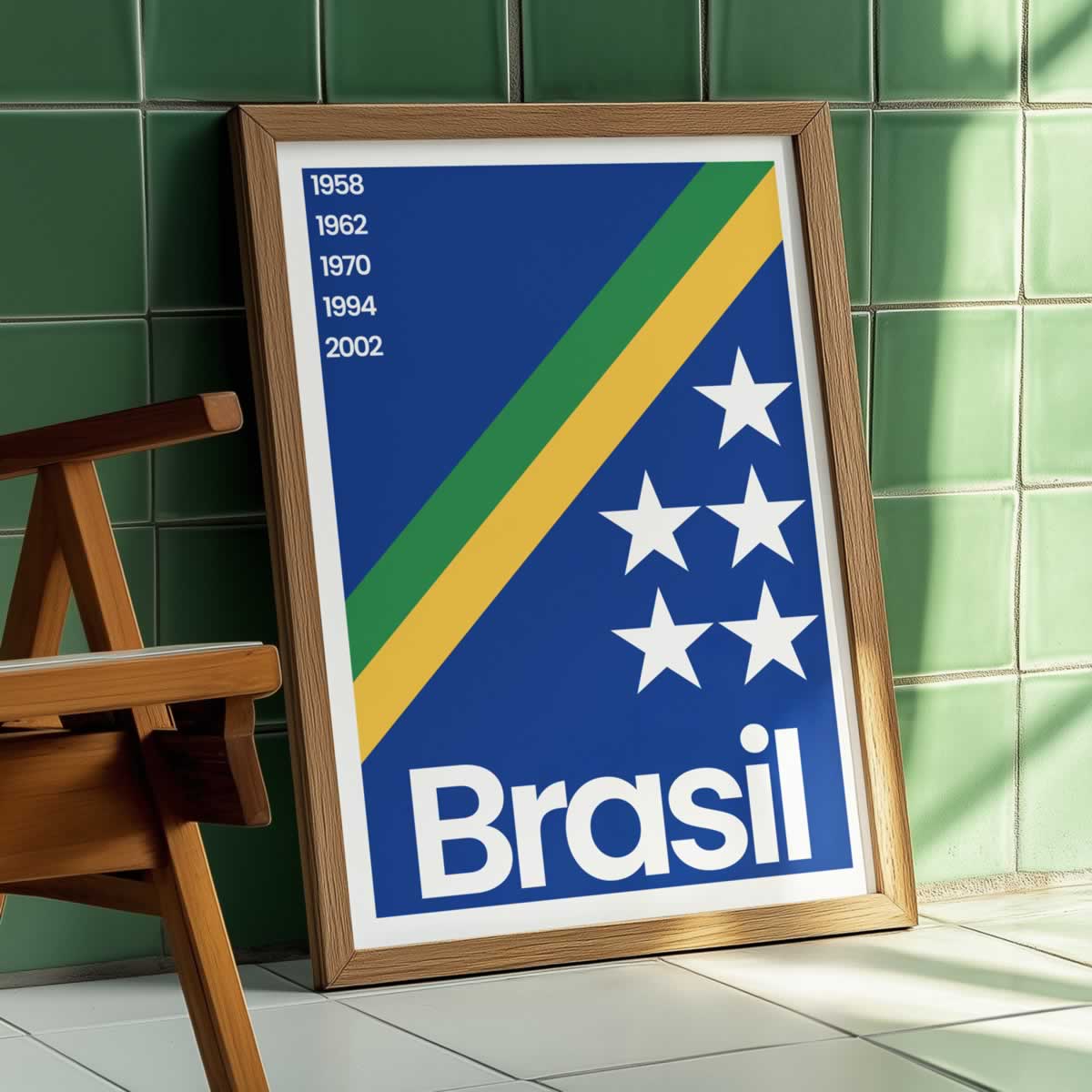 Brazil Football Print In Blue