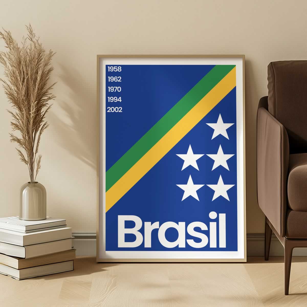 Brazil Football Print In Blue For Wall