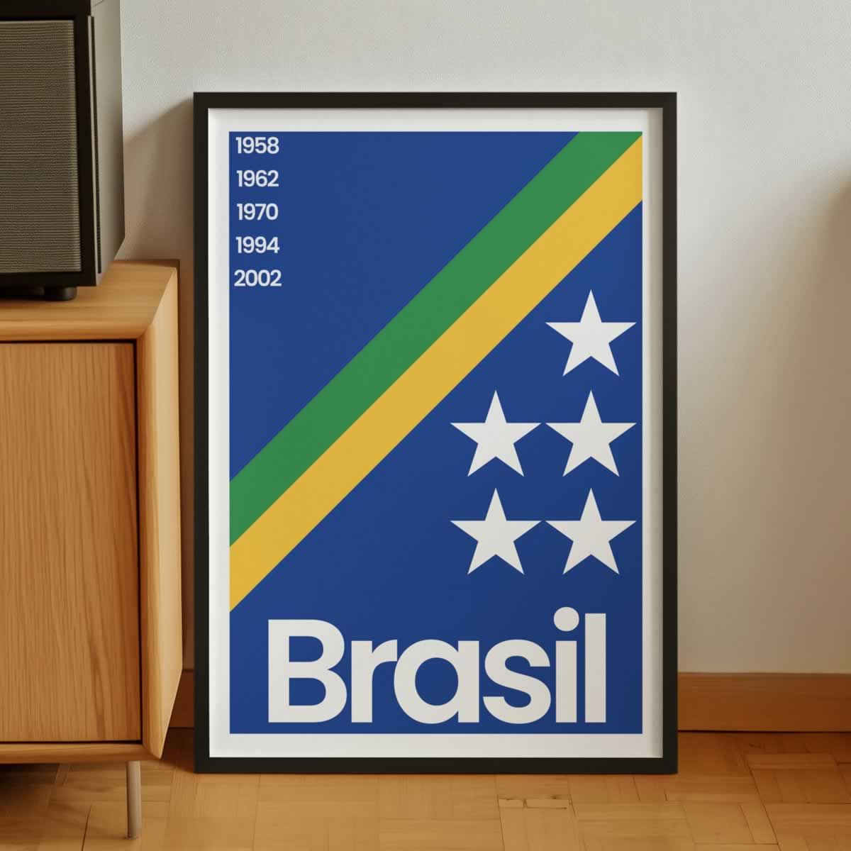Brazil Football Wall Art In Blue