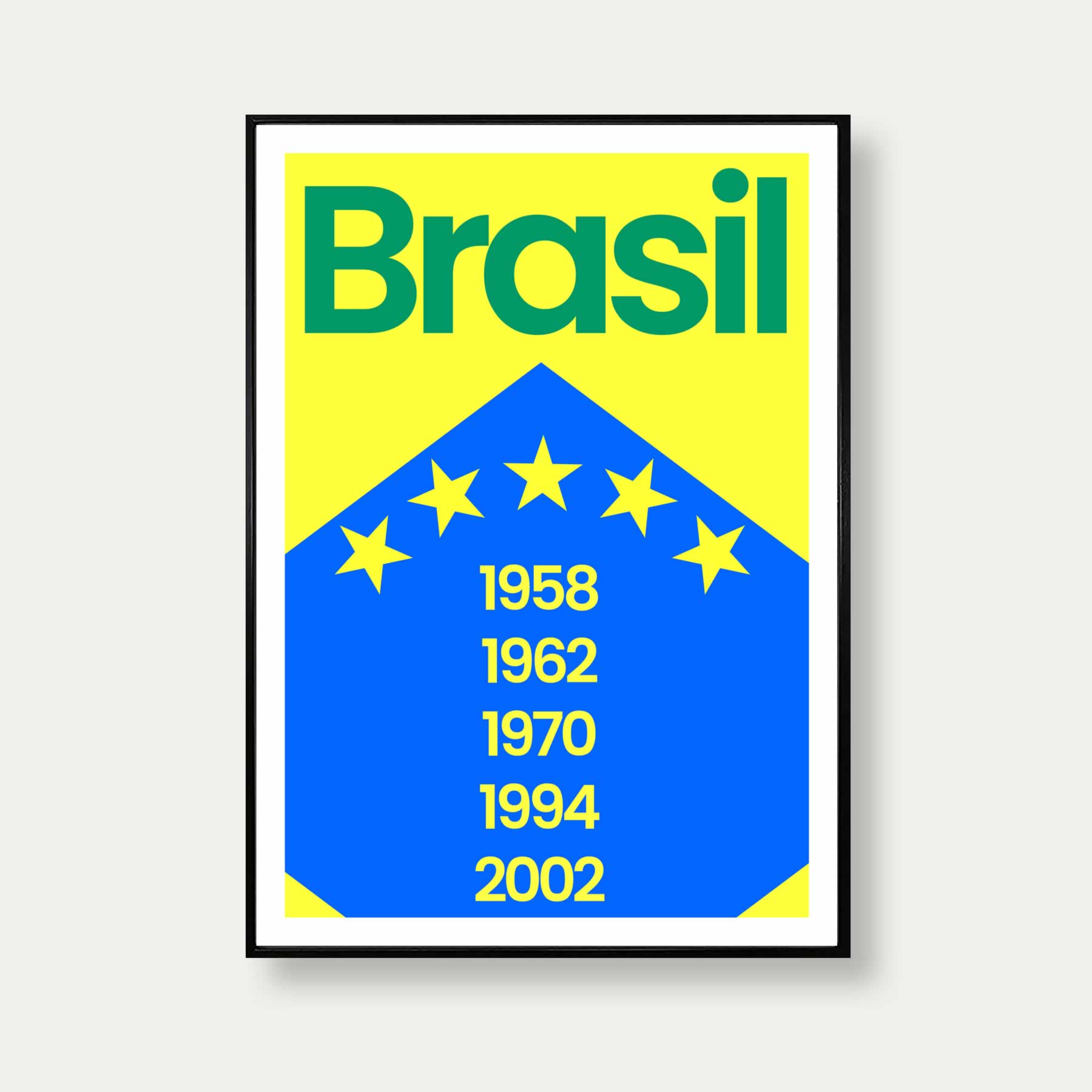 Brazil Football Poster Yellow Blue Green Print