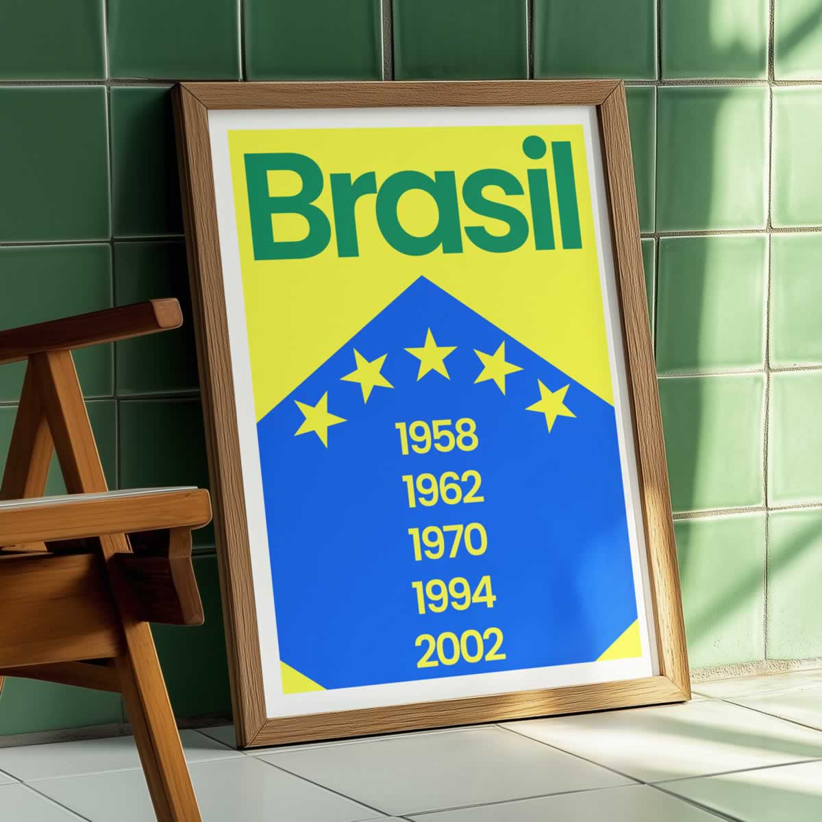 Brazil Football Wall Art Yellow Blue Green Print
