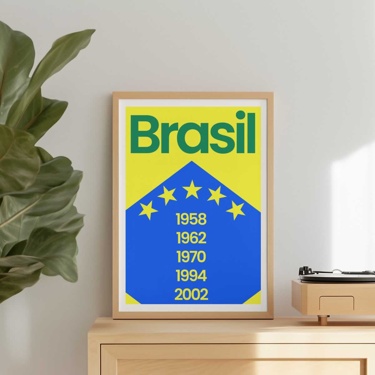 Brazil Football Print In Yellow Blue Green Print