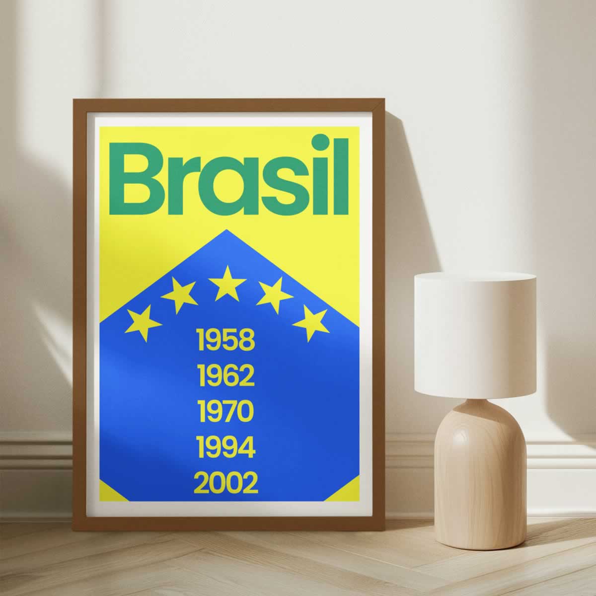 Brazil Football Poster In Yellow Blue Green Print For The Wall