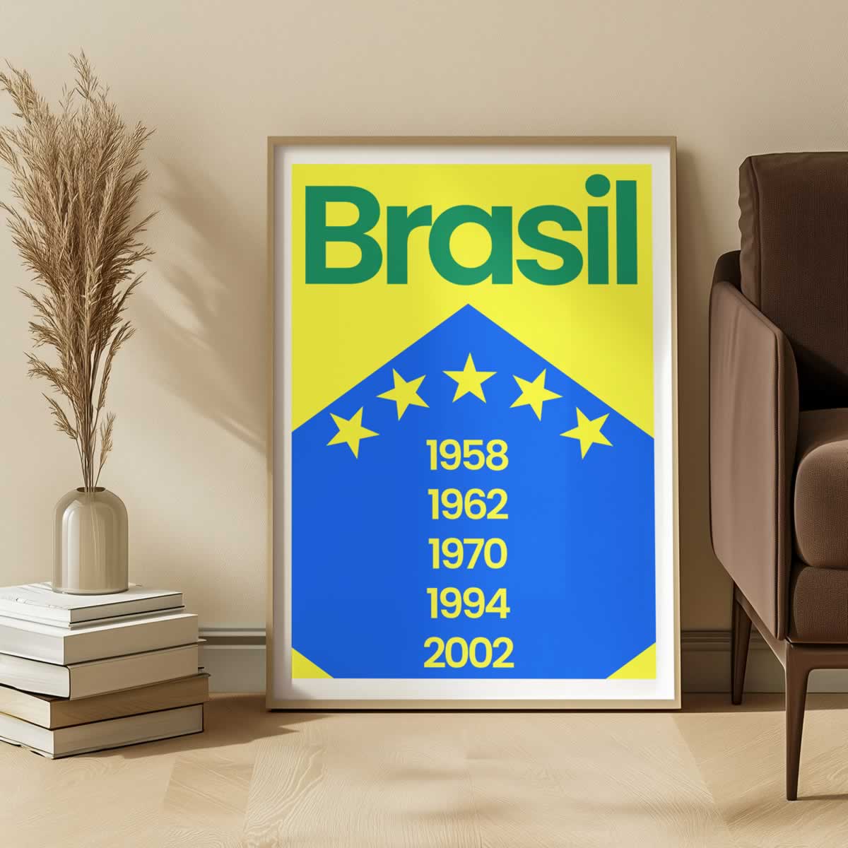 Brazil Football Print In Yellow Blue Green Print