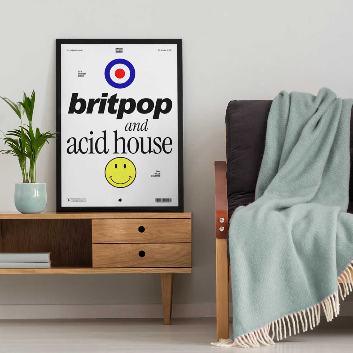 Britpop And Acid House Print For Music Lovers