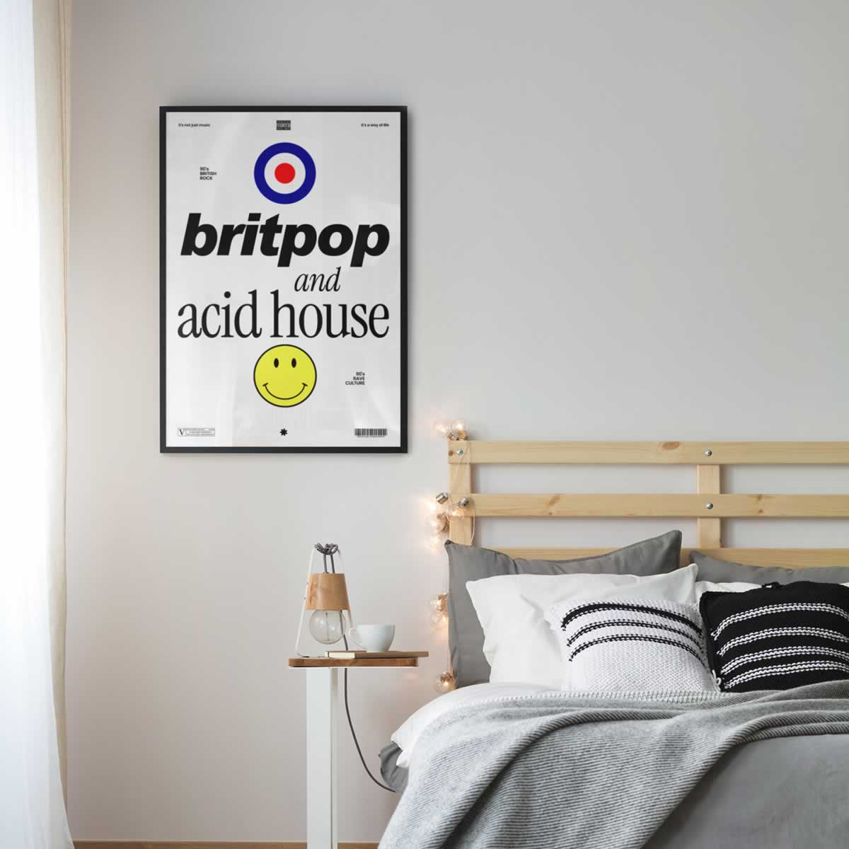 Britpop And Acid House Music Print For The Bedroom