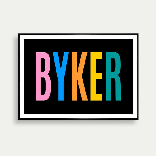 Byker Newcastle Colourful Typography Print