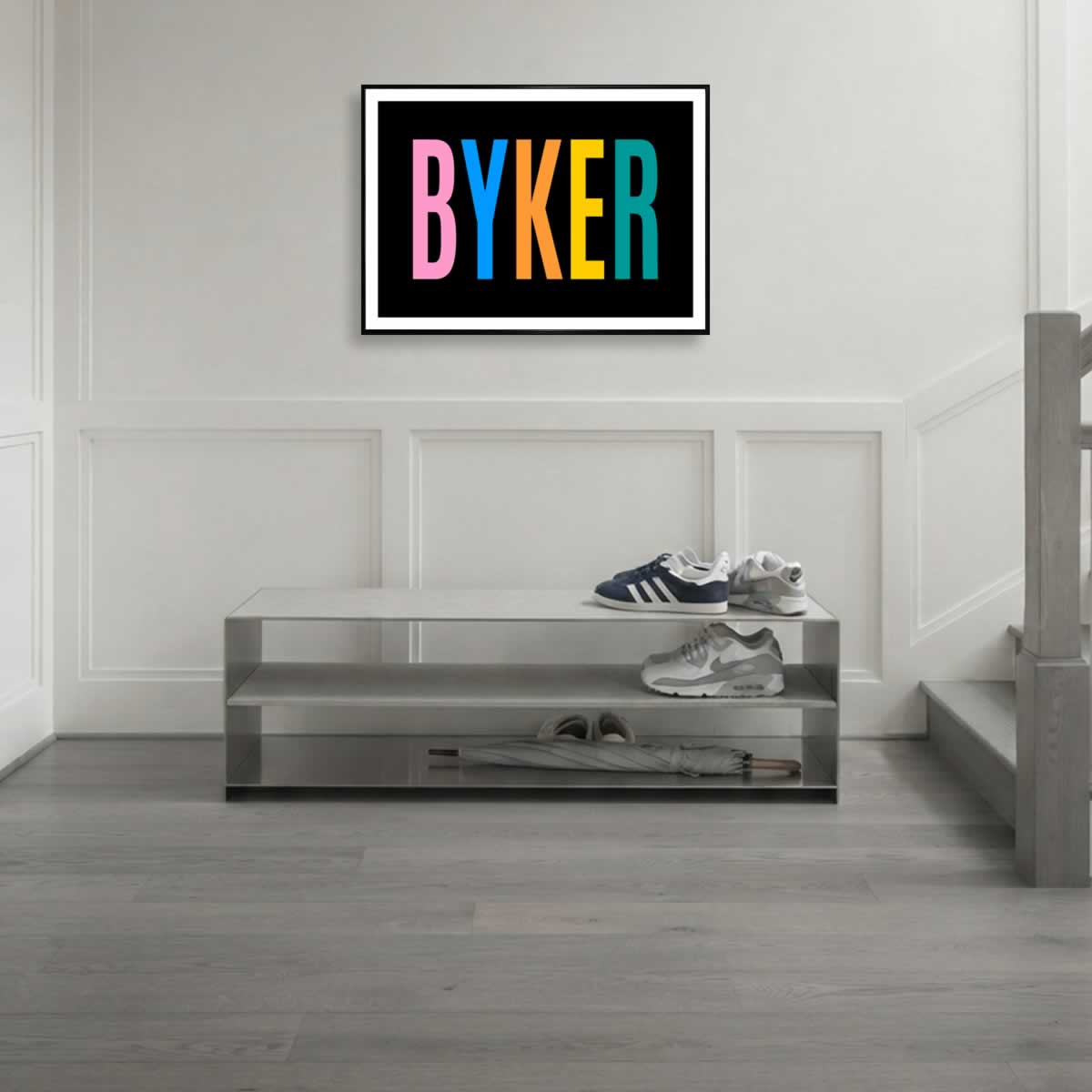 Byker Newcastle Colourful Typography Print In Hallway
