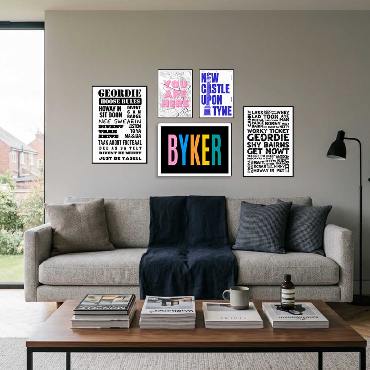 Byker Newcastle Typography Print Gallery Wall