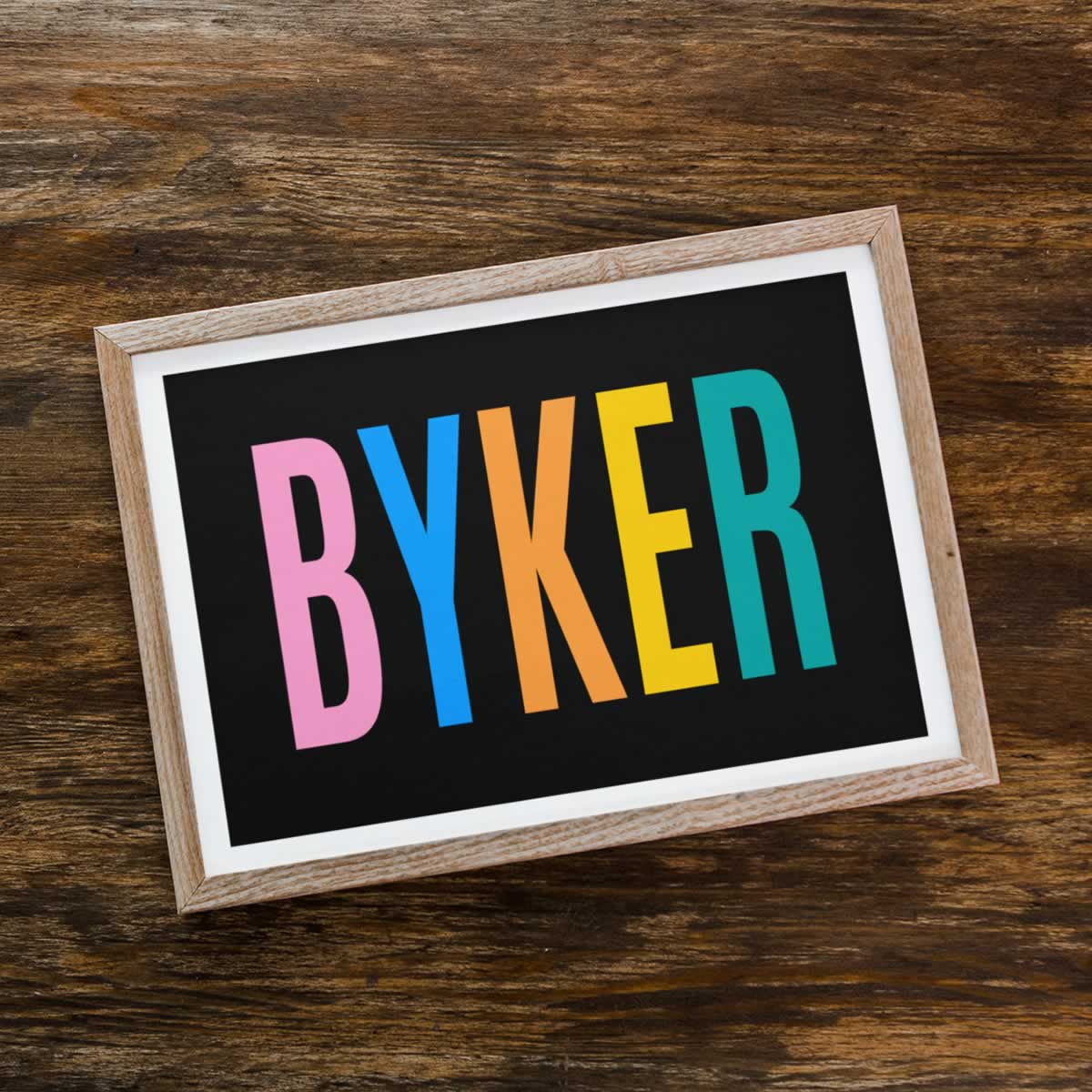 Byker Newcastle Colourful Typography Print Framed