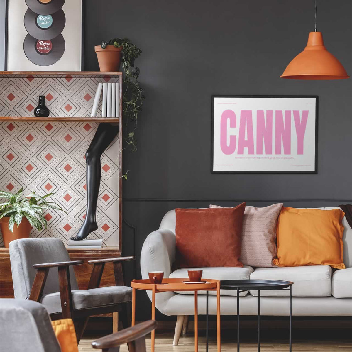 Canny Geordie Dialect Print Pink Edition On Living Room Wall