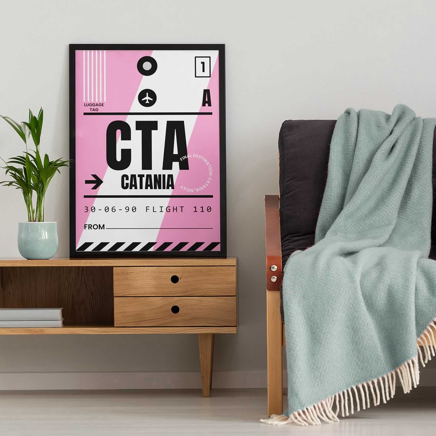 Catania Luggage Tag Travel Print