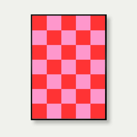 Red And Pink Check Pattern Print