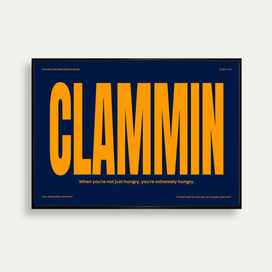 Clammin Geordie Dialect Print Blue And Orange Edition