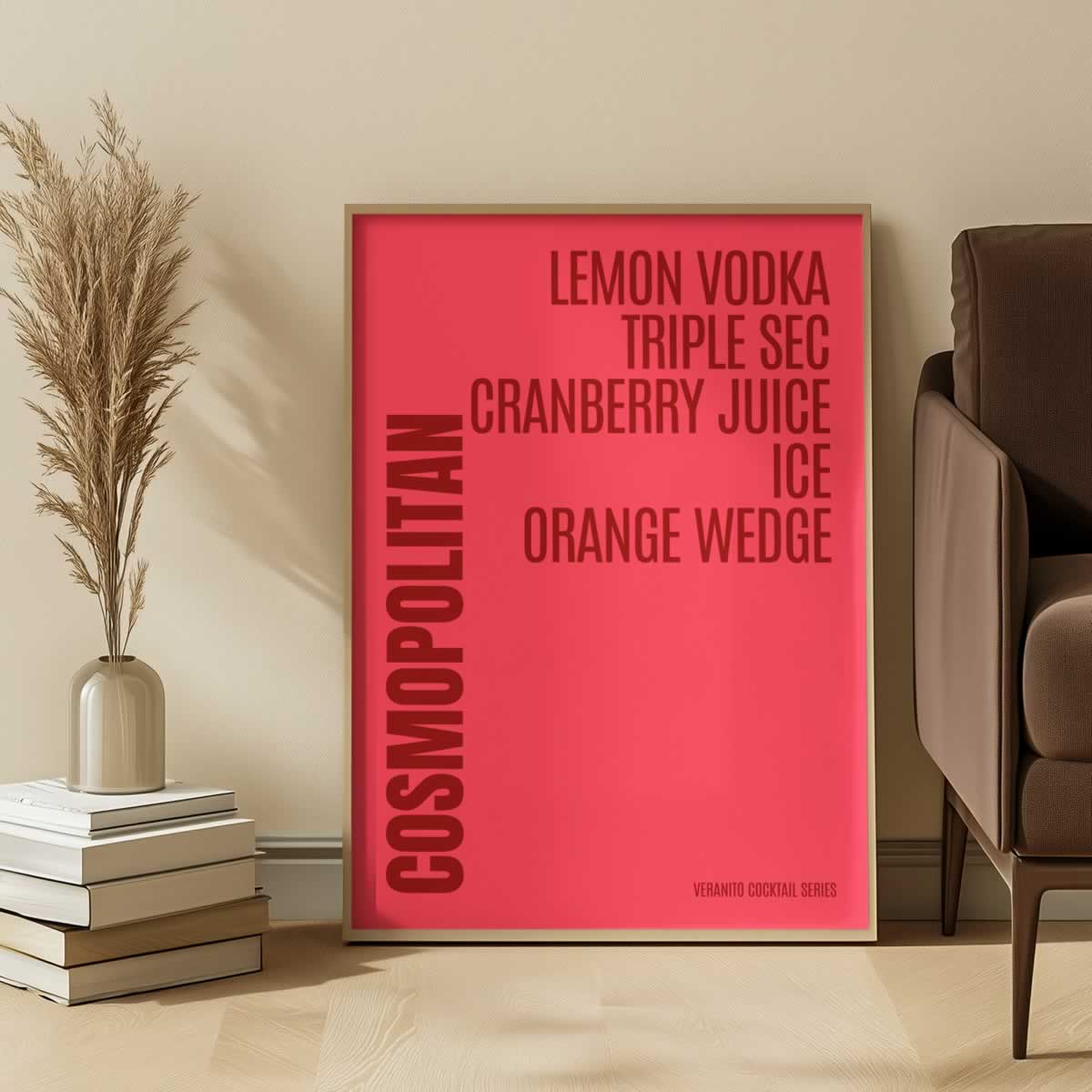 Cosmopolitan Cocktail Typography Print For Kitchen