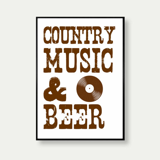 Country Music And Beer Print