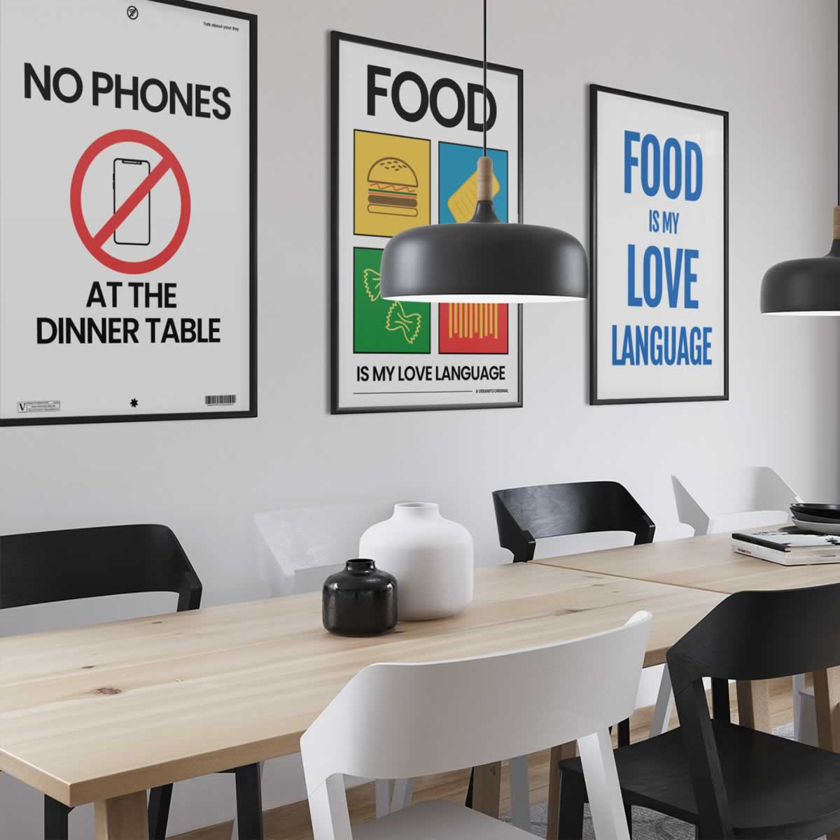 Dining Room Wall Art - No Phones At The Dinner Table Print